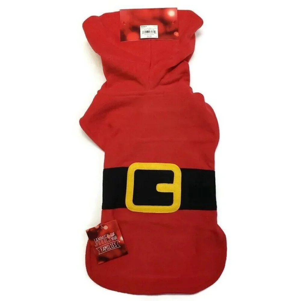 Pet Jammies For Your Families Dog Santa Suit Microfleece Bodysuit Size Small